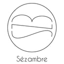Logo de la marque Sézambre créé par Carole Douchy, inspiré par l'ile de Cézembre. Ce logo représente la silouhette de l'île de Cézembre à l'horizon, au large de Saint-Malo en Bretagne.